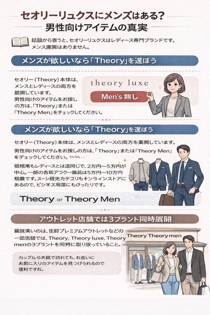 セオリーリュクスにメンズはある？男性向けアイテムの真実
