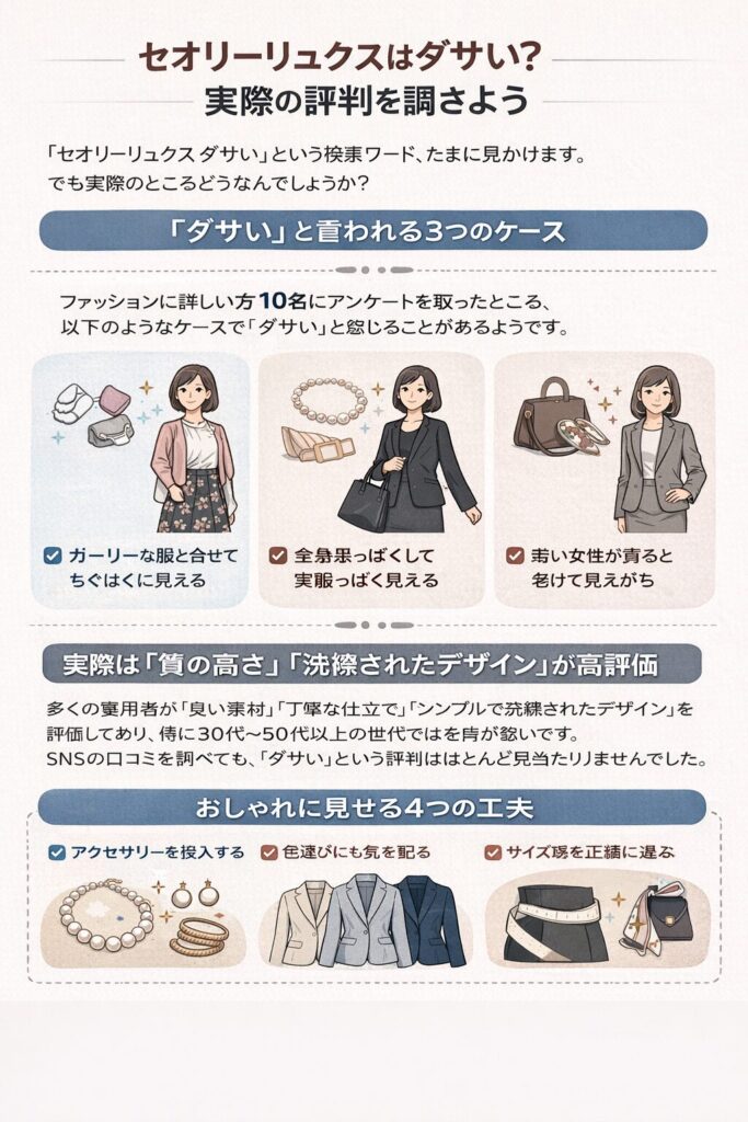 セオリーリュクスはダサい？実際の評判を調査