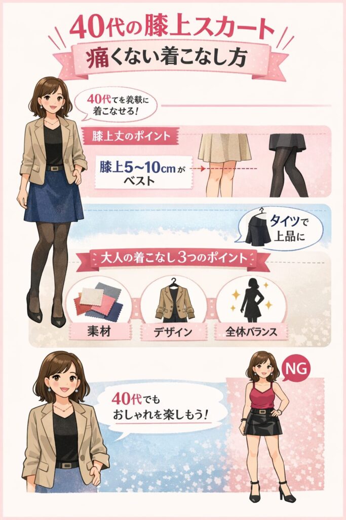 40代こそ輝く膝上スカートの魔法