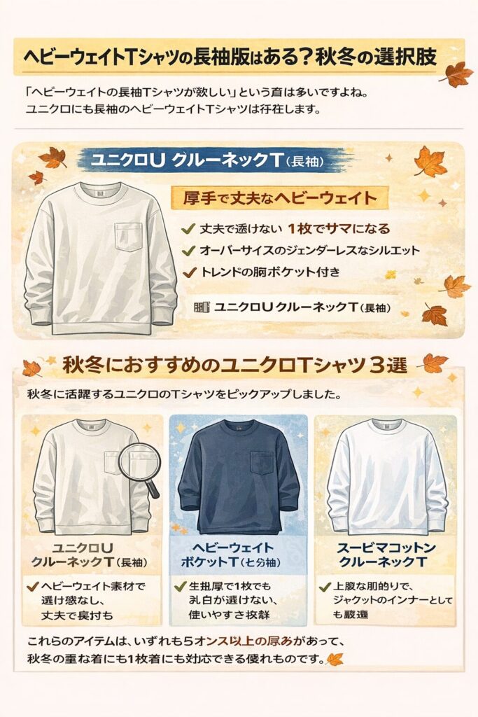 ヘビーウェイトTシャツの長袖版はある？秋冬の選択肢