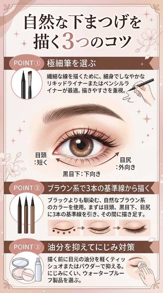 自然な下まつげを描く3つのコツ