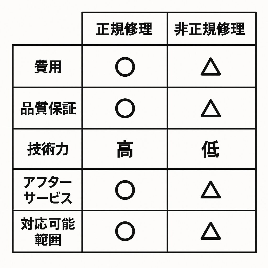 非正規修理工房の選択肢