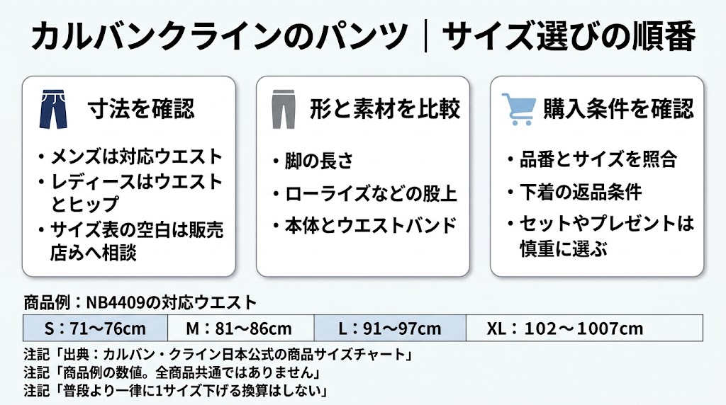 カルバンクラインのパンツ｜サイズ選びの順番