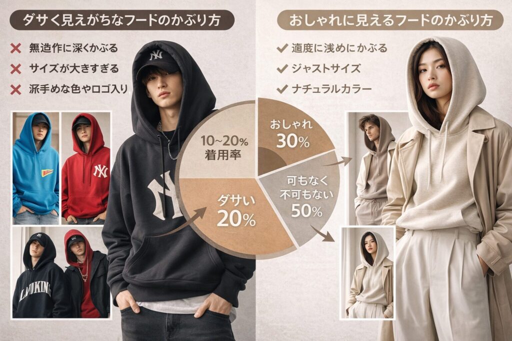 フードのかぶり方ガイド