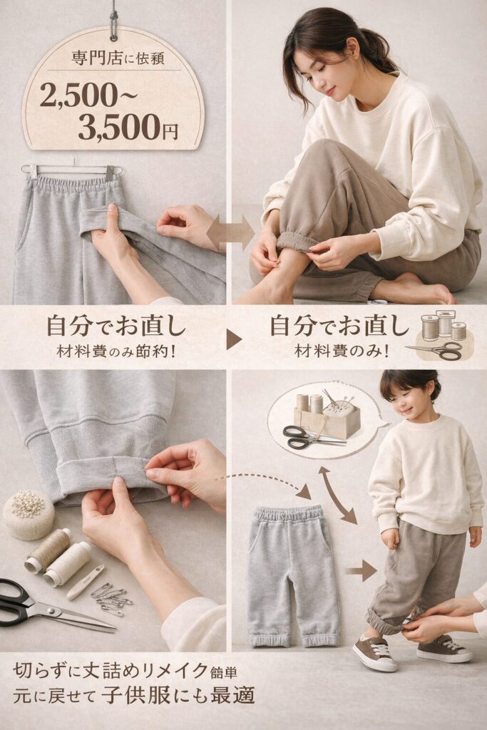 実際着てみたら裾が長すぎた