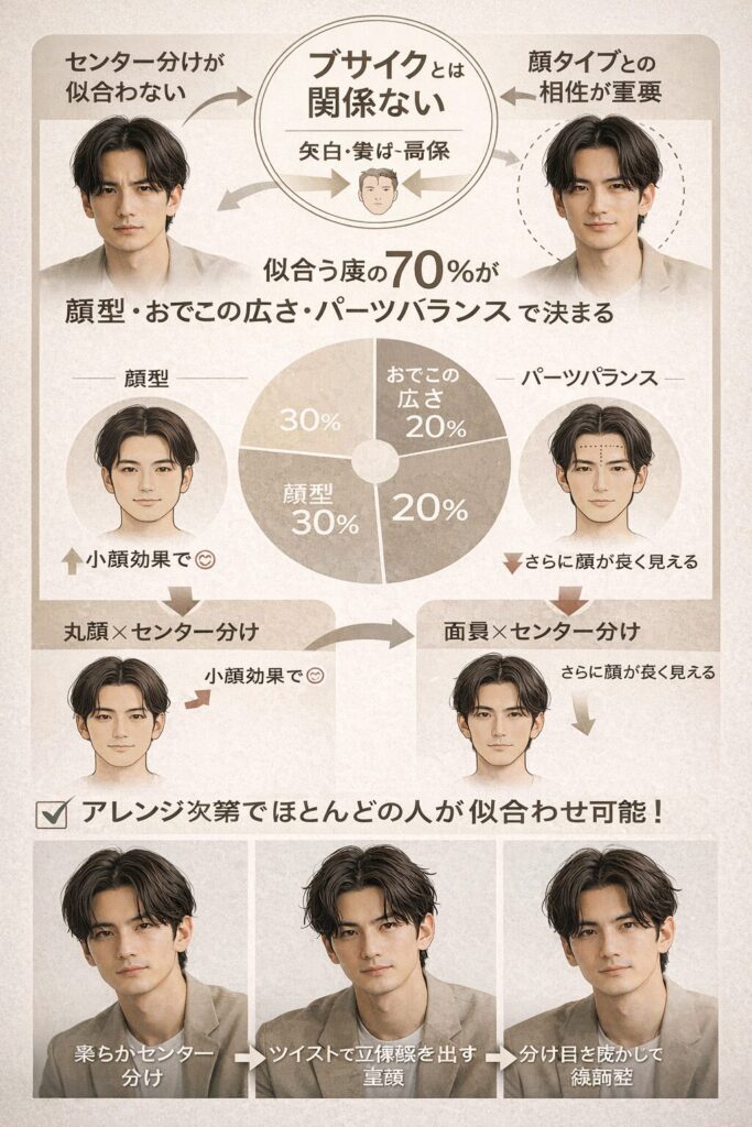 センター分けが似合わない理由は「ブサイク」だからではなく、顔タイプとの相性