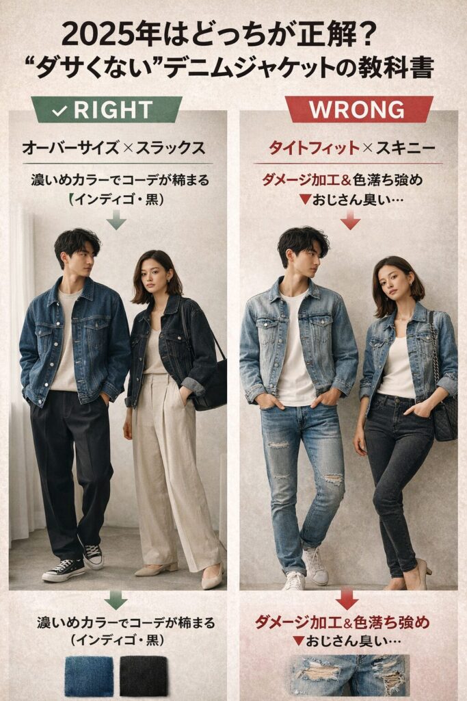 デニムジャケットがダサく見える原因から最新トレンド、メンズ・レディース別の正解コーデまで