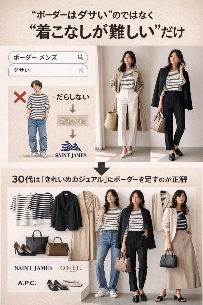 メンズのボーダーが「ダサい」と言われる本当の理由から、30代・40代でもおしゃれに着こなせる実践テクニックまで