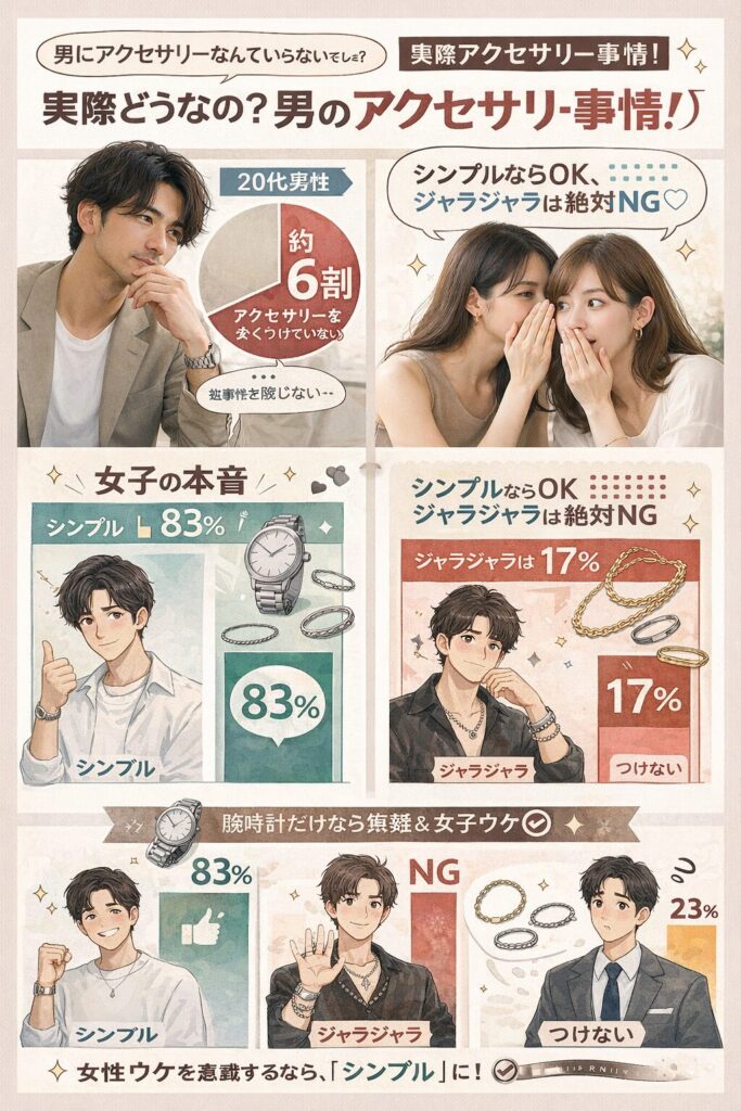 男性アクセサリーのリアルな実態と、女性の本音、そして「つけるべきか、つけないべきか」の答え