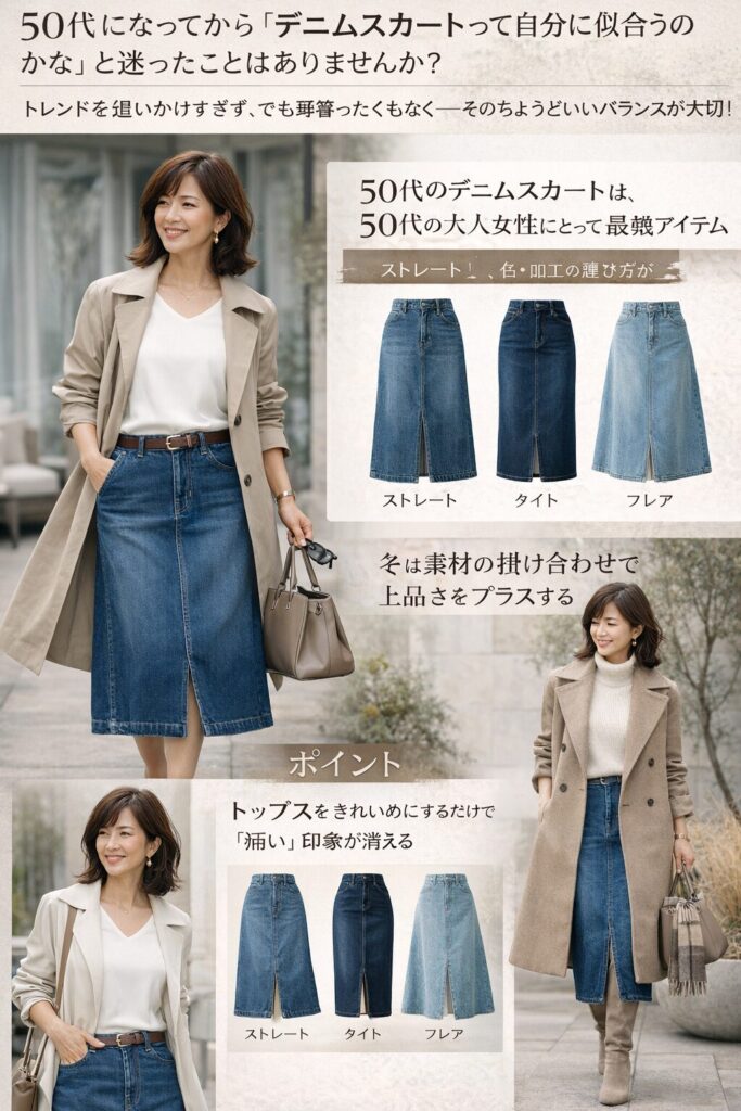 デニムスカートの50代スタイルガイド