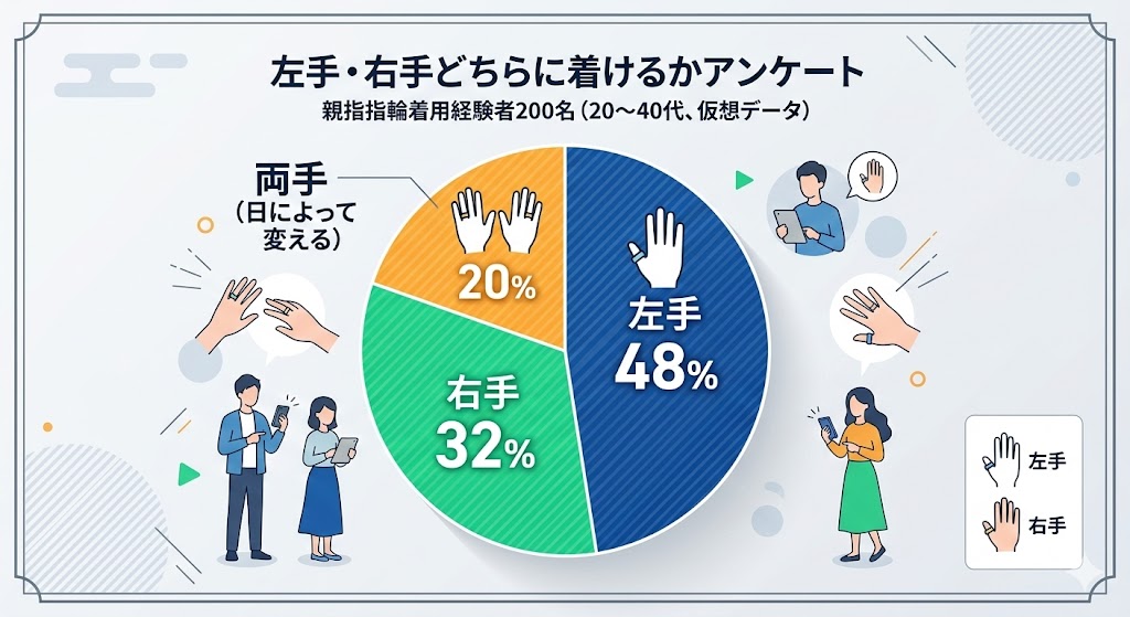 左手・右手どちらに着けるかアンケート（円グラフ）