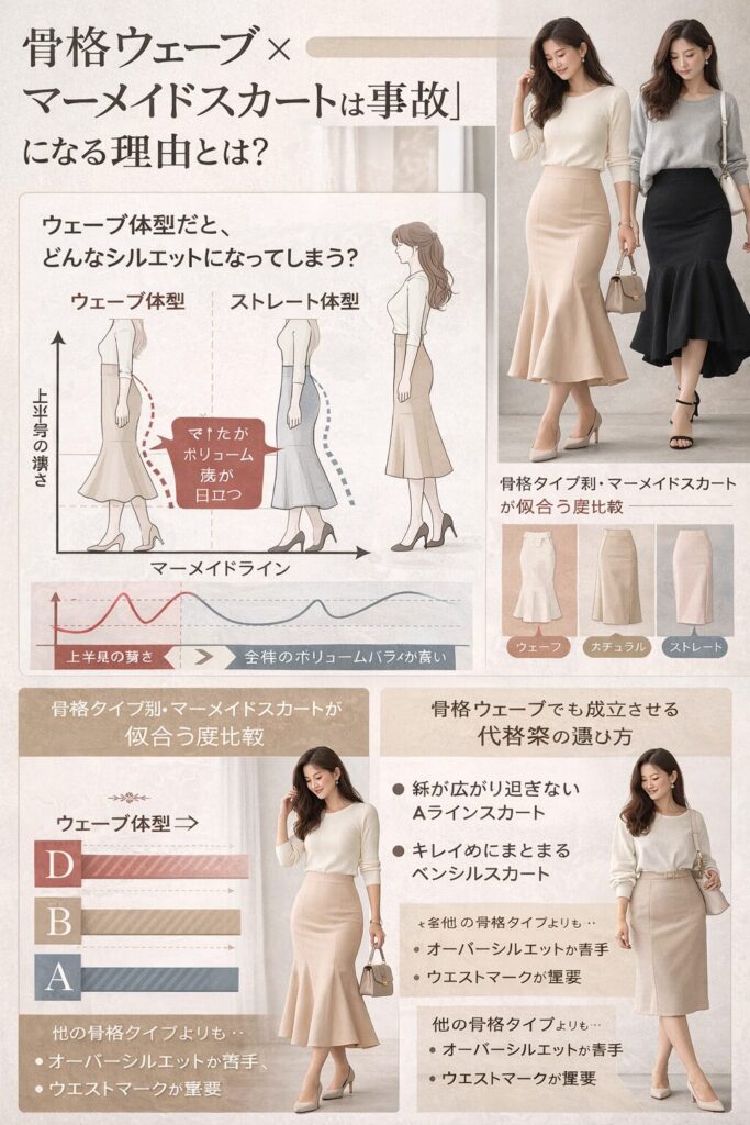 骨格ウェーブとマーメイドスカートの違い