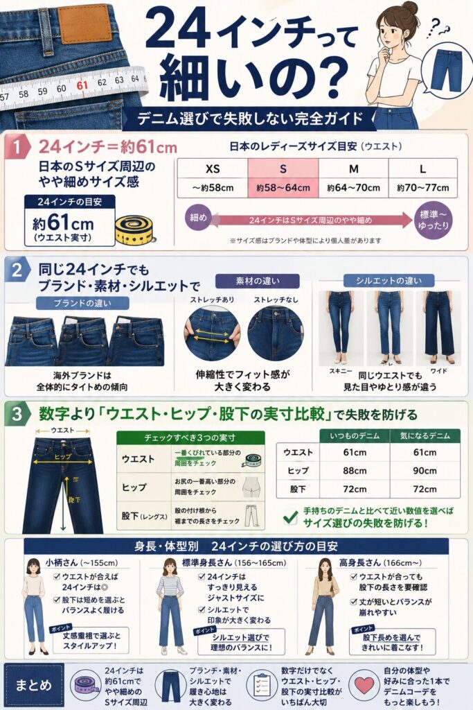 24インチデニムサイズガイド